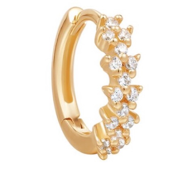 NWT Aurelie Gi 14k gold Leslie Natural Diamonds Huggie hoop earring - Picture 2 of 7